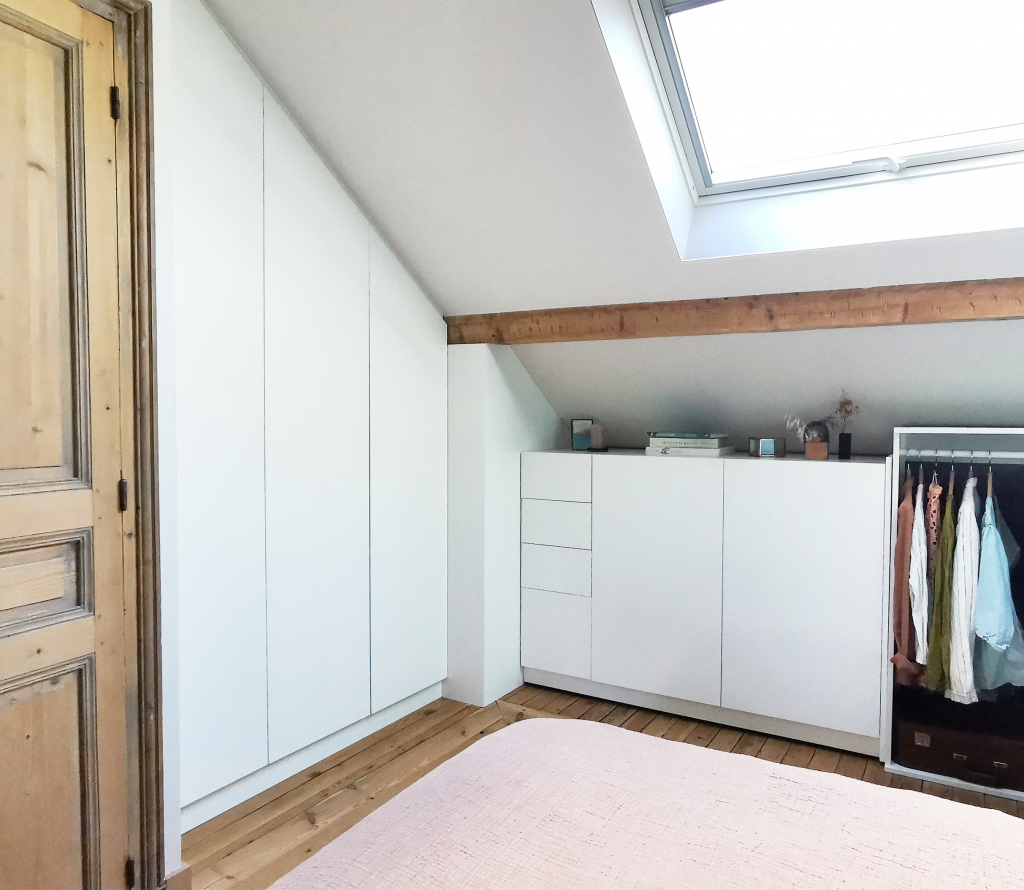 Dressing sur mesure sous pente suite parentale meuble sous pente optimisation des espaces