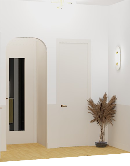 Rénovation maison ancienne val d'oise isle-adam couloir avec arche style contemporain charme de l'ancien décoration lumineuse chaleureuse